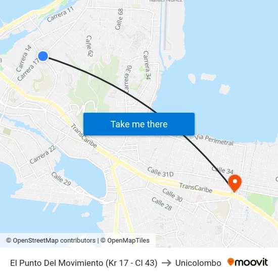 El Punto Del Movimiento (Kr 17 - Cl 43) to Unicolombo map
