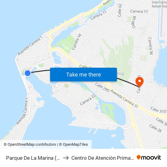 Parque De La Marina (Av. Blas De Lezo - Kr 1) to Centro De Atención Primaria (Cap De La Esperanza) map