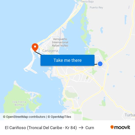 El Cariñoso (Troncal Del Caribe - Kr 84) to Curn map