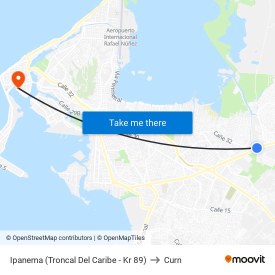 Ipanema (Troncal Del Caribe - Kr 89) to Curn map