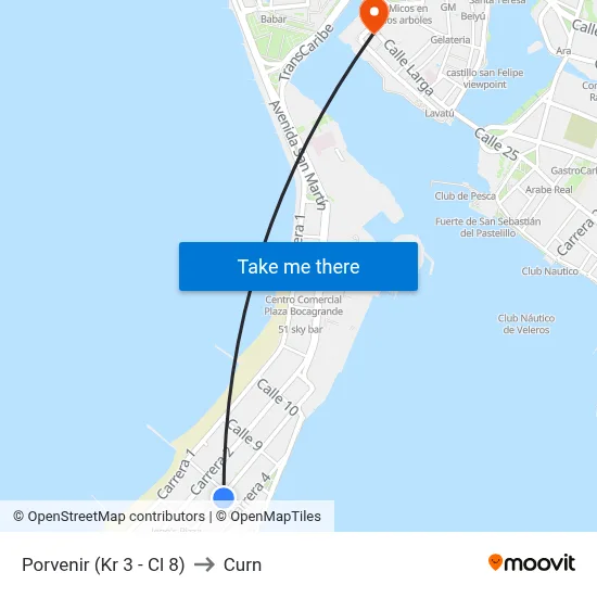 Porvenir (Kr 3 - Cl 8) to Curn map