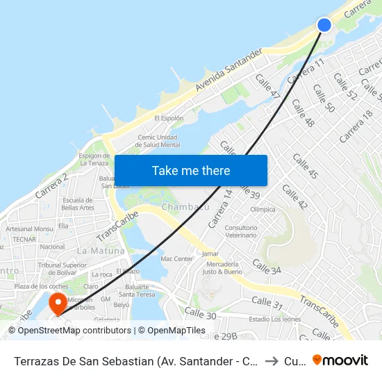 Terrazas De San Sebastian (Av. Santander - Cl 42a) to Curn map