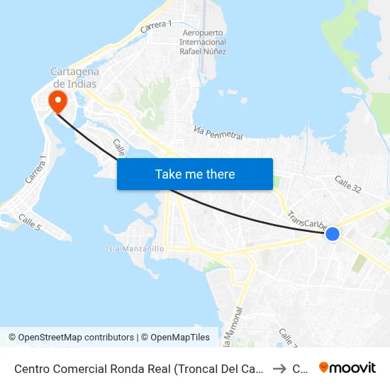 Centro Comercial Ronda Real (Troncal Del Caribe - Kr 69) to Curn map