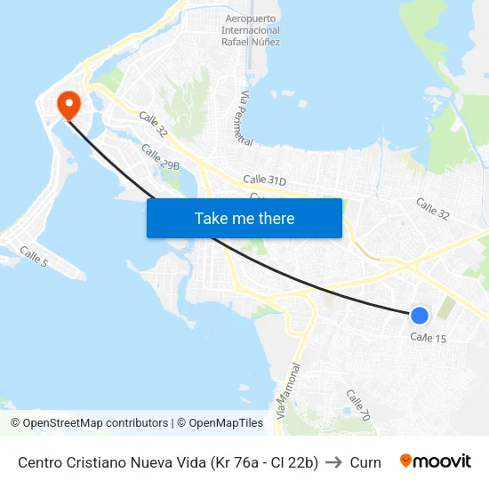 Centro Cristiano Nueva Vida (Kr 76a - Cl 22b) to Curn map