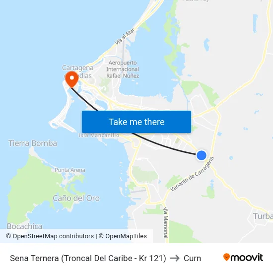 Sena Ternera (Troncal Del Caribe - Kr 121) to Curn map
