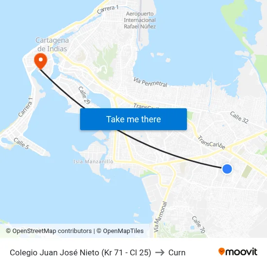 Colegio Juan José Nieto (Kr 71 - Cl 25) to Curn map