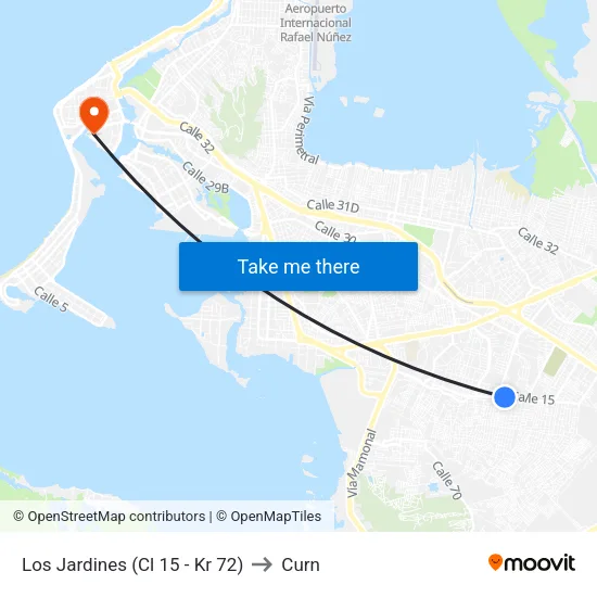 Los Jardines (Cl 15 - Kr 72) to Curn map