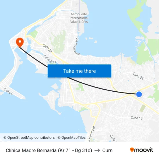 Clínica Madre Bernarda (Kr 71 - Dg 31d) to Curn map