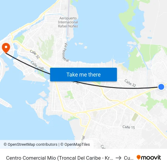 Centro Comercial Mío (Troncal Del Caribe - Kr 95) to Curn map