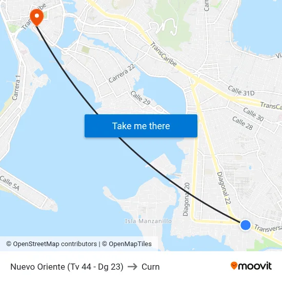 Nuevo Oriente (Tv 44 - Dg 23) to Curn map