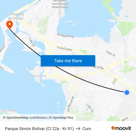 Parque Simón Bolívar (Cl 22a - Kr 91) to Curn map