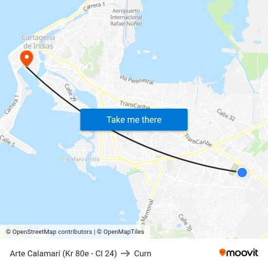 Arte Calamarí (Kr 80e - Cl 24) to Curn map