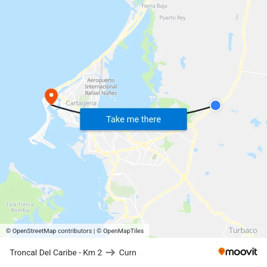 Troncal Del Caribe - Km 2 to Curn map