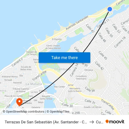 Terrazas De San Sebastián (Av. Santander - Cl 42a) to Curn map