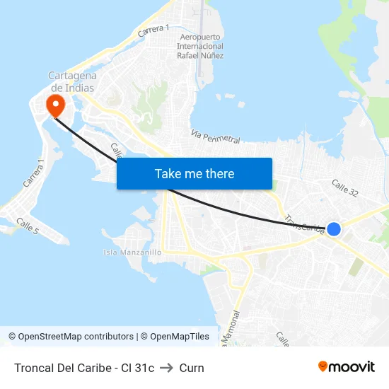 Troncal Del Caribe - Cl 31c to Curn map