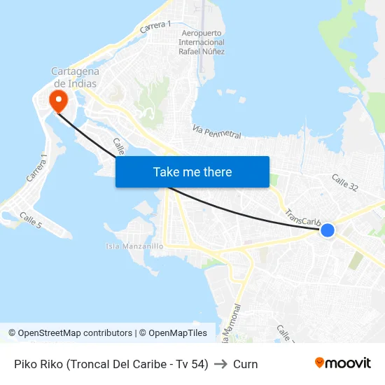 Piko Riko (Troncal Del Caribe - Tv 54) to Curn map