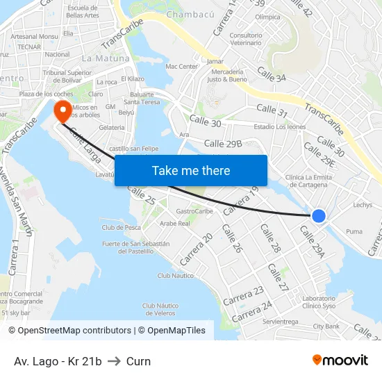 Av. Lago - Kr 21b to Curn map