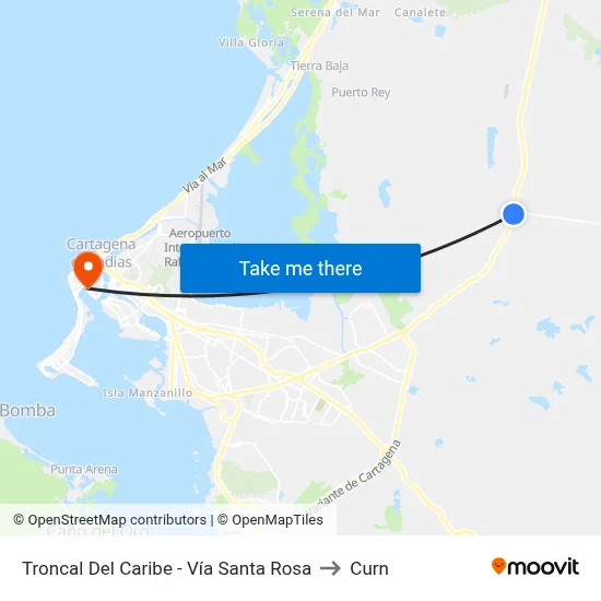 Troncal Del Caribe - Vía Santa Rosa to Curn map