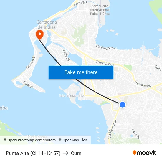 Punta Alta (Cl 14 - Kr 57) to Curn map