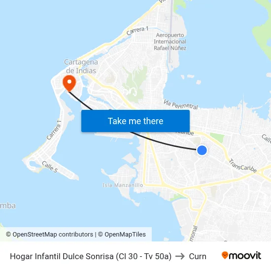 Hogar Infantil Dulce Sonrisa (Cl 30 - Tv 50a) to Curn map