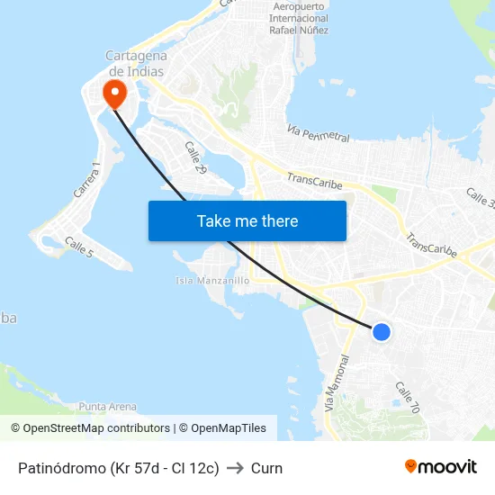 Patinódromo (Kr 57d - Cl 12c) to Curn map