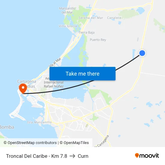Troncal Del Caribe - Km 7.8 to Curn map