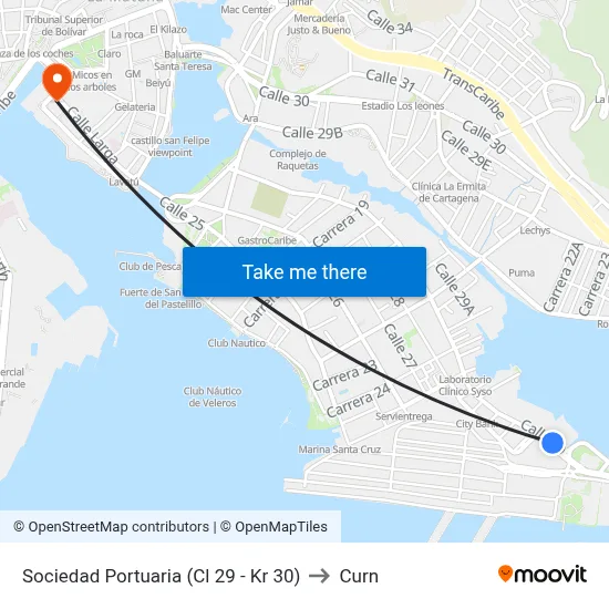 Sociedad Portuaria (Cl 29 - Kr 30) to Curn map