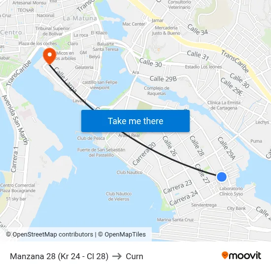Manzana 28 (Kr 24 - Cl 28) to Curn map