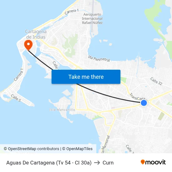 Aguas De Cartagena (Tv 54 - Cl 30a) to Curn map