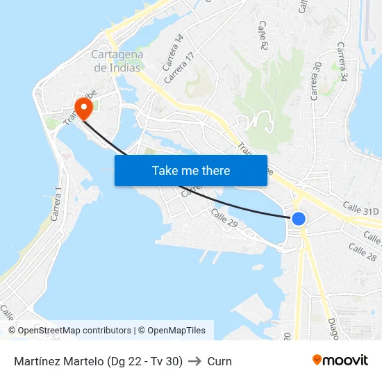 Martínez Martelo (Dg 22 - Tv 30) to Curn map