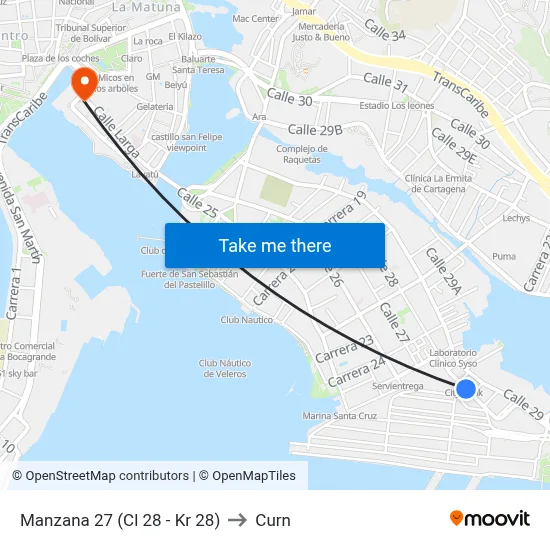Manzana 27 (Cl 28 - Kr 28) to Curn map