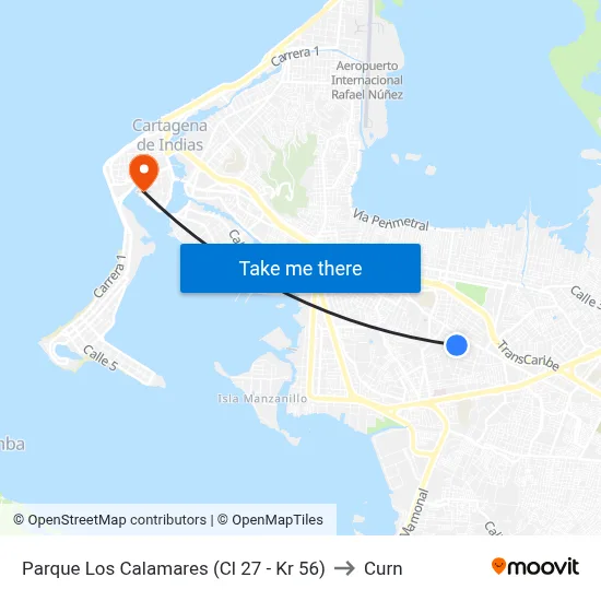 Parque Los Calamares (Cl 27 - Kr 56) to Curn map