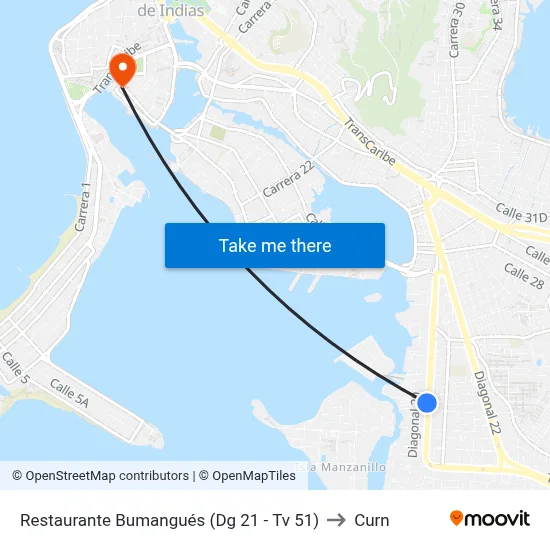 Restaurante Bumangués (Dg 21 - Tv 51) to Curn map