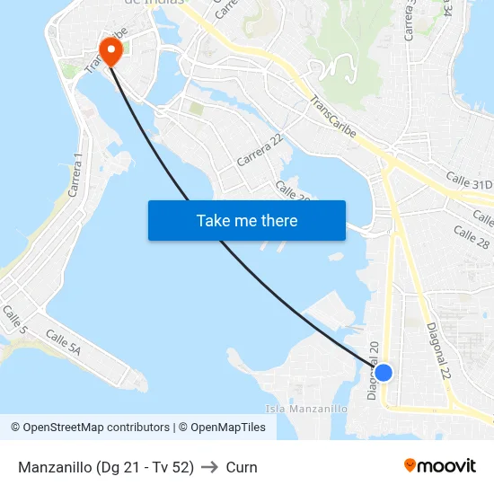 Manzanillo (Dg 21 - Tv 52) to Curn map