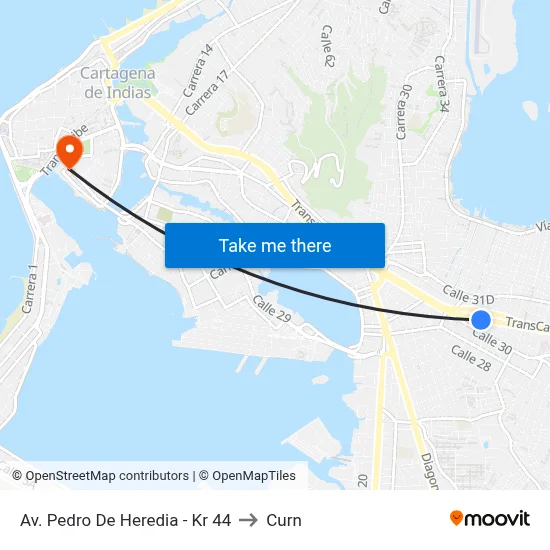 Av. Pedro De Heredia - Kr 44 to Curn map