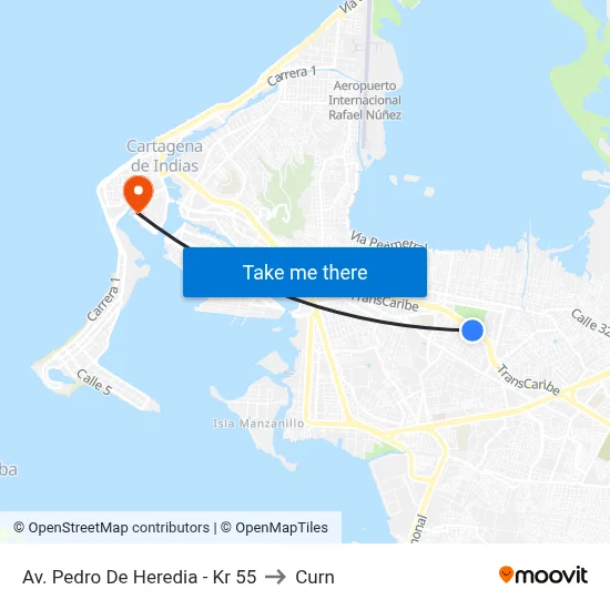 Av. Pedro De Heredia - Kr 55 to Curn map