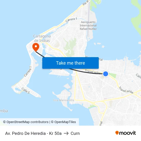 Av. Pedro De Heredia - Kr 50a to Curn map