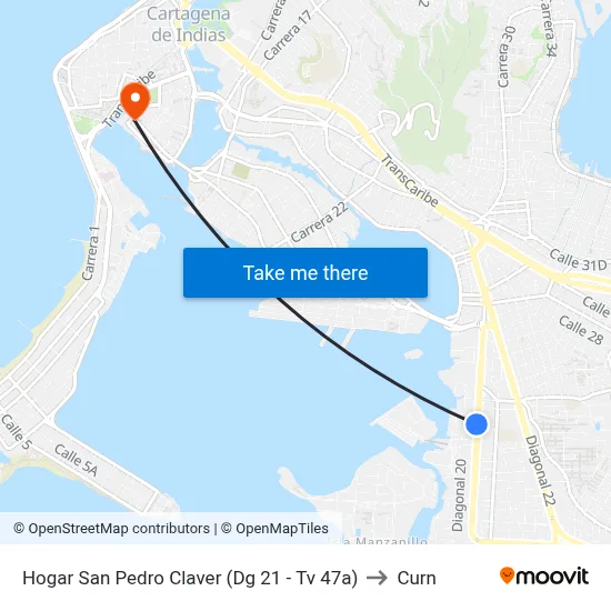 Hogar San Pedro Claver (Dg 21 - Tv 47a) to Curn map