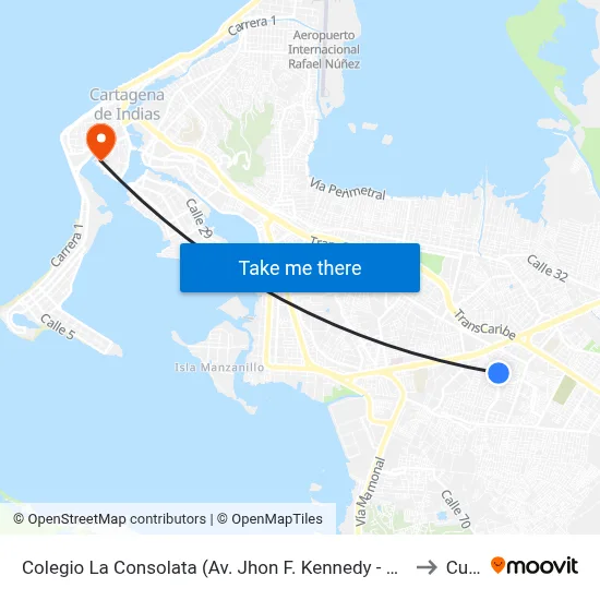Colegio La Consolata (Av. Jhon F. Kennedy - Cl 26) to Curn map
