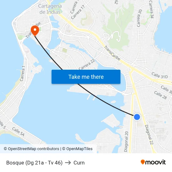Bosque (Dg 21a - Tv 46) to Curn map