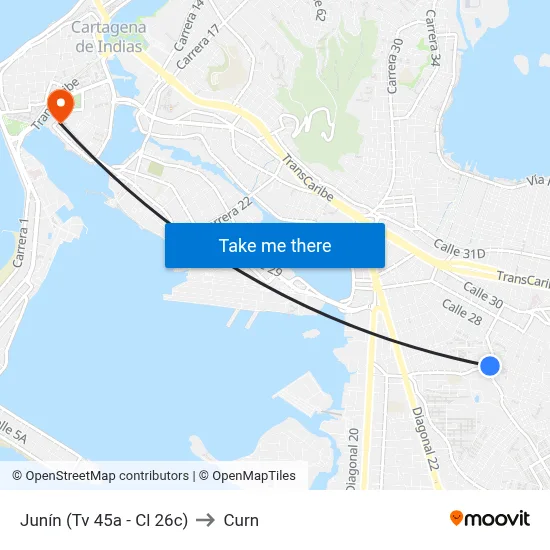 Junín (Tv 45a - Cl 26c) to Curn map