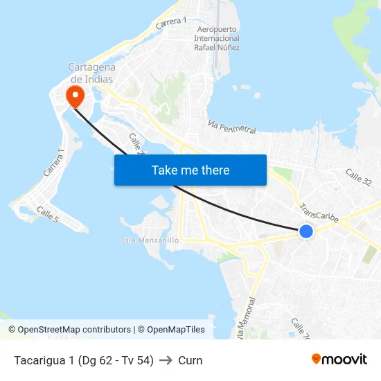 Tacarigua 1 (Dg 62 - Tv 54) to Curn map