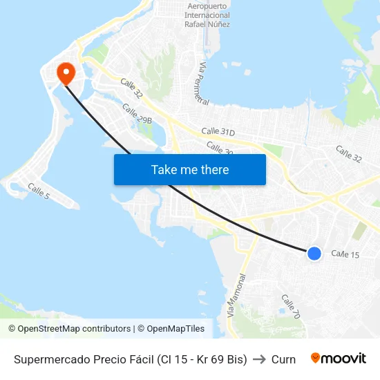 Supermercado Precio Fácil (Cl 15 - Kr 69 Bis) to Curn map