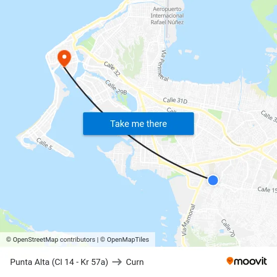 Punta Alta (Cl 14 - Kr 57a) to Curn map