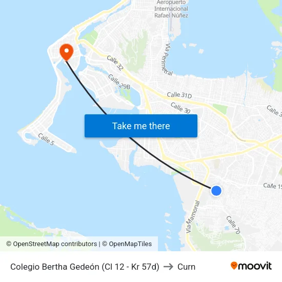 Colegio Bertha Gedeón (Cl 12 - Kr 57d) to Curn map
