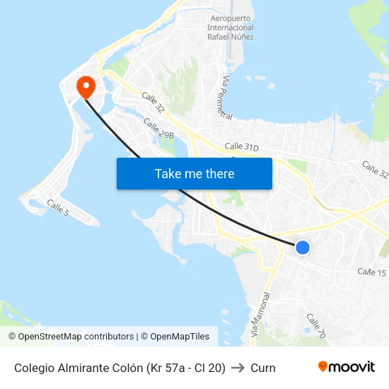 Colegio Almirante Colón (Kr 57a - Cl 20) to Curn map