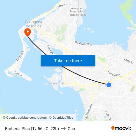 Barbería Plus (Tv 56 - Cl 22b) to Curn map