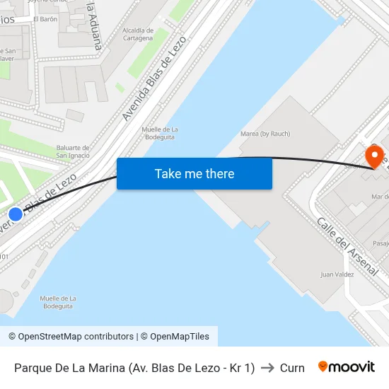 Parque De La Marina (Av. Blas De Lezo - Kr 1) to Curn map