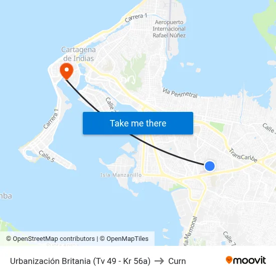 Urbanización Britania (Tv 49 - Kr 56a) to Curn map