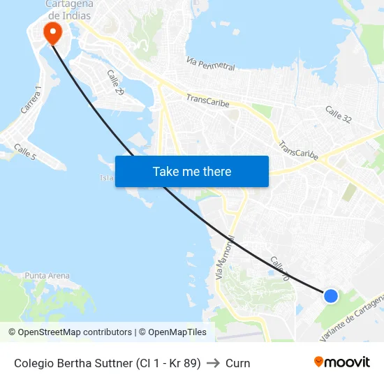Colegio Bertha Suttner (Cl 1 - Kr 89) to Curn map